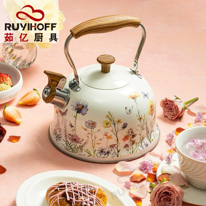 Креативный маленький свежий садовый свисток-чайник в европейском стиле, чайник из нержавеющей стали 3 л, новый цветочный свисток-чайник
