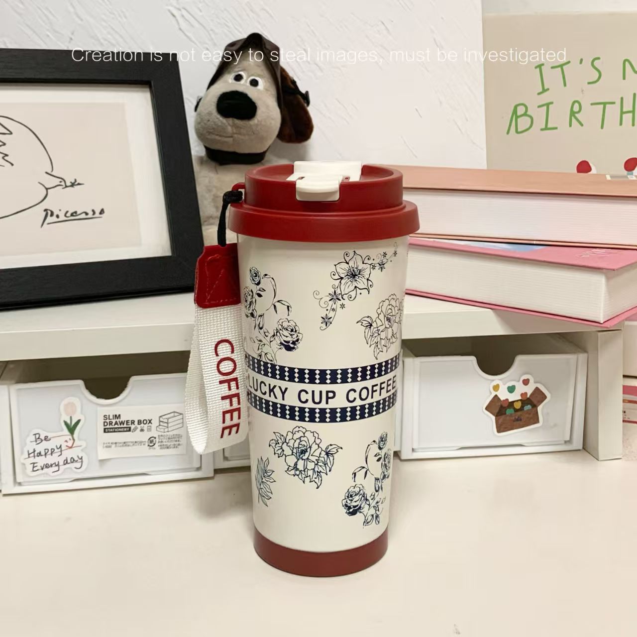 Taza de vacío de lirio de los valles al por mayor Taza de agua de paja de acero inoxidable 316 de gran capacidad Taza de café de alto valor para niñas Regalo