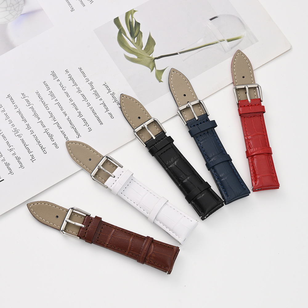 Correa de cuero con estampado de cocodrilo de venta caliente Correa de hebilla de aguja de bambú de múltiples especificaciones Correa de reloj de color unisex con interruptor