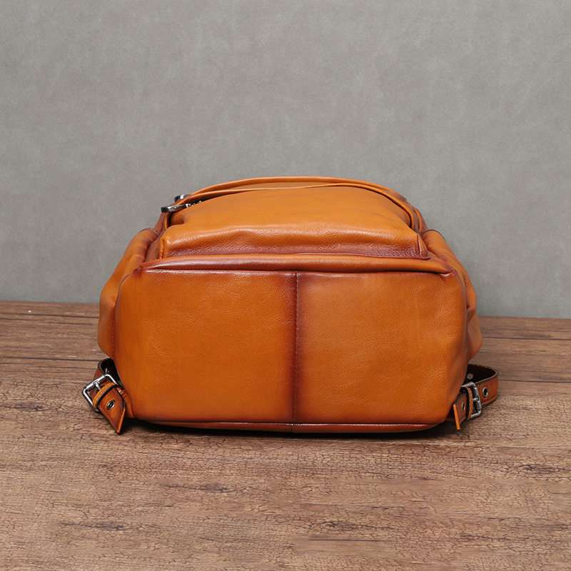 Ba lô nam da bò cổ điển dung tích lớn 36–55L, ngăn đựng laptop 15.6 inch, 30×17×43 cm — Màu cà phê, Màu nâu, đen chi tiết 7