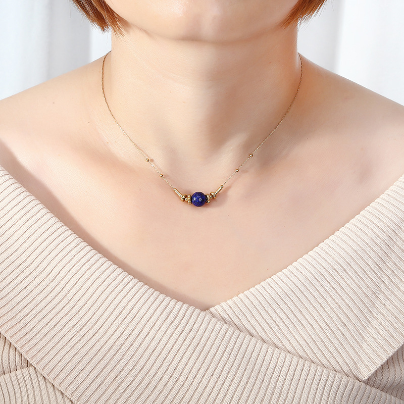 8g Weight Necklace Classification 304 Stainless Steel Chain Material 1 Piece Quantity Holiday, Daily Occasion 304 Stainless Steel, natural stone Material Geometric Pattern Women's Gender Beaded Design Casual, Simple Style Style Casual Simple Style Geometric 304 Stainless Steel Natural Stone Necklace In Bulk 5