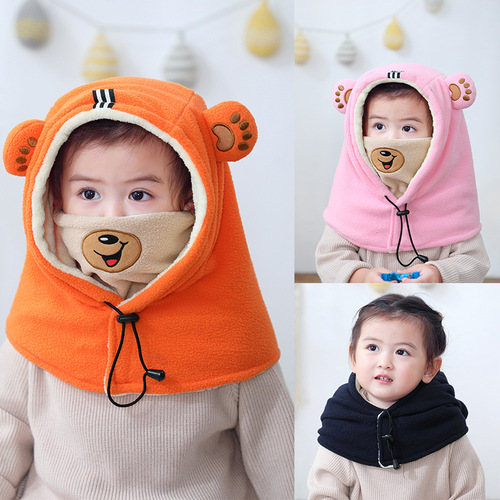 Foreign trade new hat and scarf kit cute cartoon baby warm hat Korean version winter baby hat K045