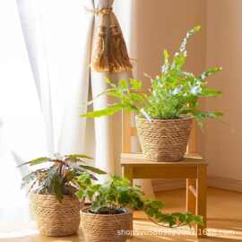 藤编草编收纳篮客厅阳台落地储物篮盆栽绿植编花篮家居置物篮
