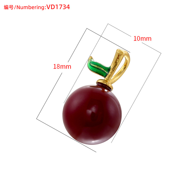 Apple Pattern 1 Piece 14*18MM Hole 2~2.9mm Brass Apple Pendant
