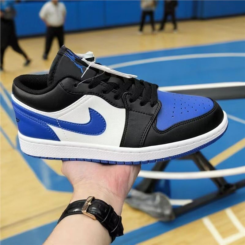 純粋なオリジナル AJ1 白黒青つま先ロートップトレンディなバスケットボールシューズキャンパス男性と女性の多用途カジュアルスポーツスケートボードシューズ|undefined