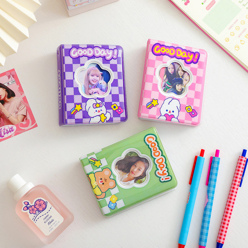 Japanese and Korean cartoon three-inch small card album hollow flower polaroid photo album storage album idol card collection album for women