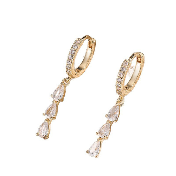 golden fashionable universal trend earrings drop-shaped