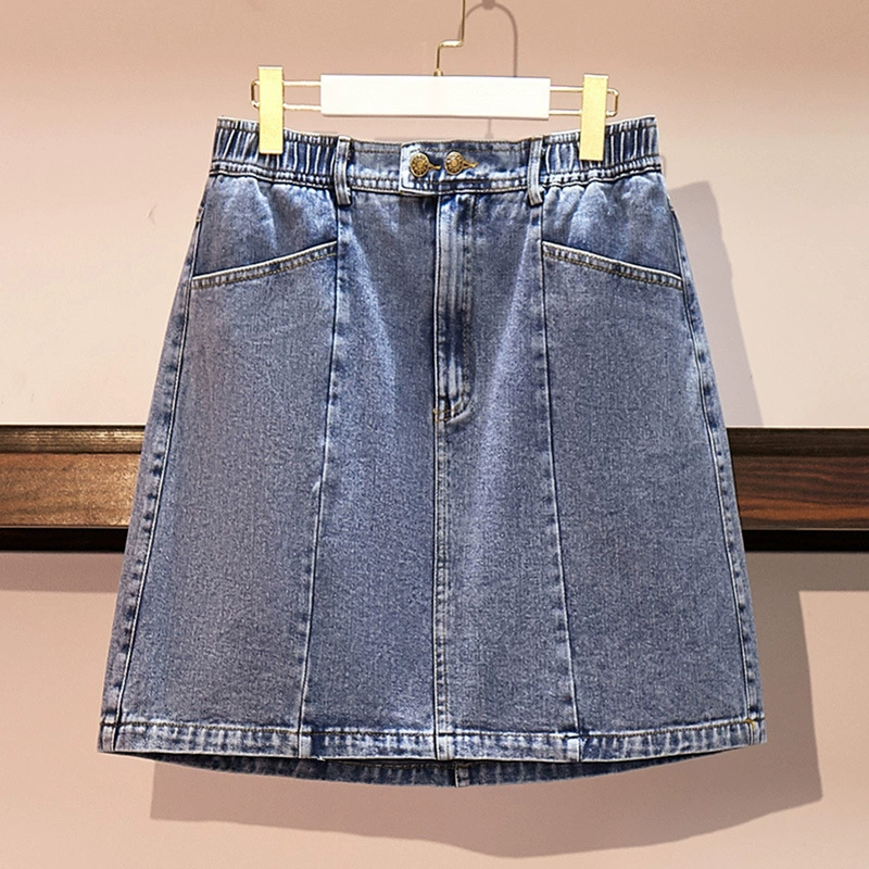 Джинсовая летняя юбка, plus size A‑образная, мода 2024, размеры 2XL–6XL