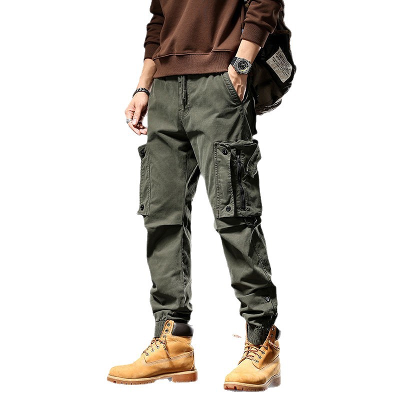 Primavera y otoño transfronterizo monos americanos rectos de los hombres funcionales tácticos al aire libre pantalones casuales de los hombres pantalones atados al tobillo de los hombres