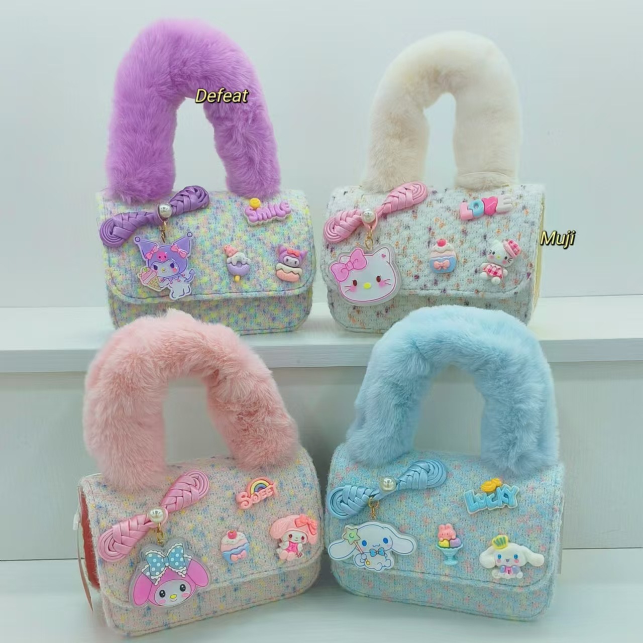 Bolso de peluche de estilo nacional, bolso de hombro para niños, bolso de cambio para niñas, bolso de moda, bolso cuadrado