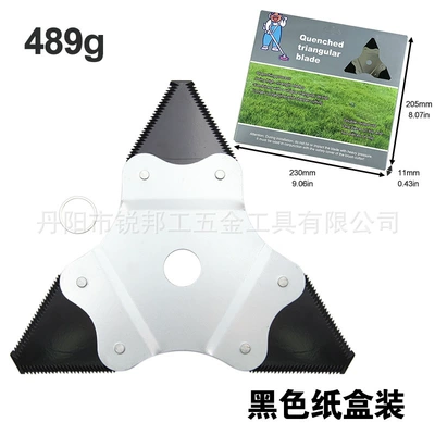 Triangular Sawtooth Lawn Mower Blade Quenched Manganese Steel Lawn Trimmer Mower Head Garden Accessories Cutting Sharp (Otbiçən başlıqları) - black-triangular-serrated-lawn-mower-blade-in-carton-489g