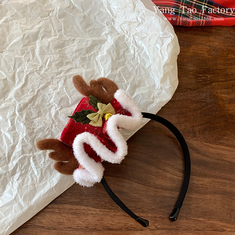 Nuevos productos originales de Navidad transfronterizos de peluche de cuerno de ciervo sombrero de Navidad clips para el cabello adorable atmósfera de fotografía de cabello