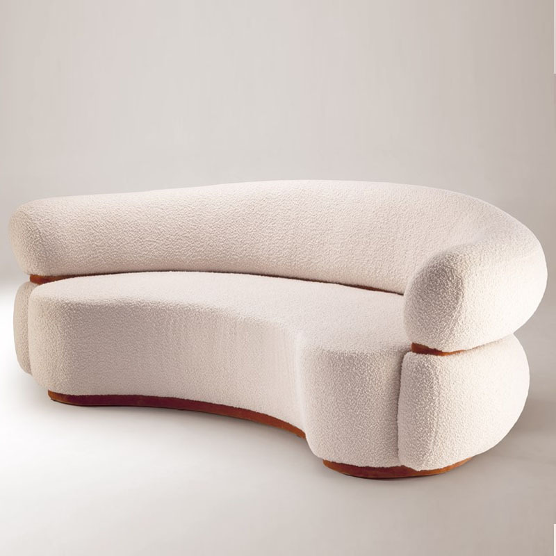 北歐羊羔絨弧形三人沙發意式極簡異形輕奢單人組合樣板房工作室椅
