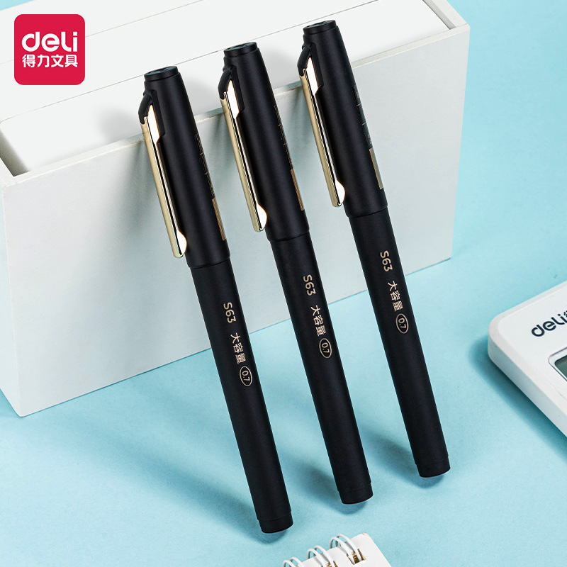 Deli S63 metal pluma titular pluma de gel 0,7mm negro bala negocio firma pluma de agua para estudiantes