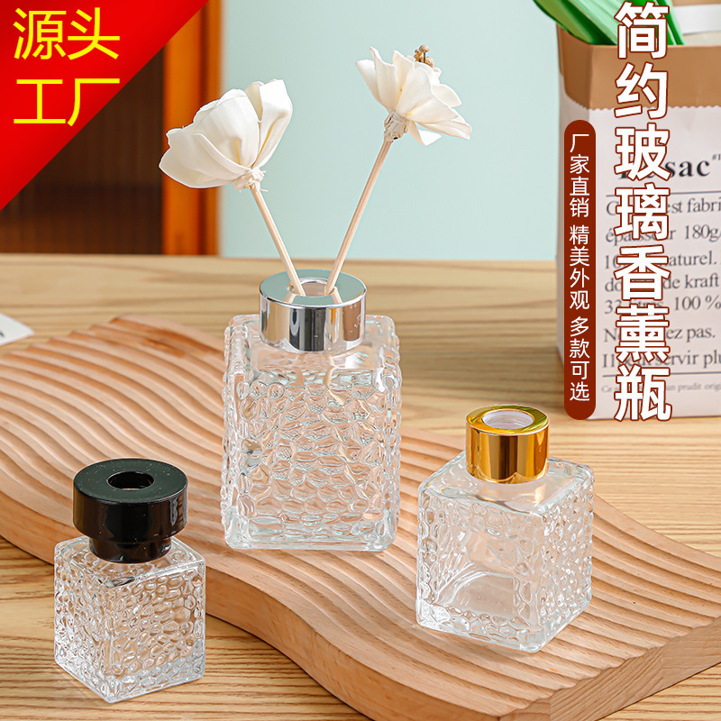 Square Glass Aromatherapy Bottle Empty Bottle 50Ml100M Essential Oil Fragrance Diffuser Bottle Hotel Home High-Value Ornaments