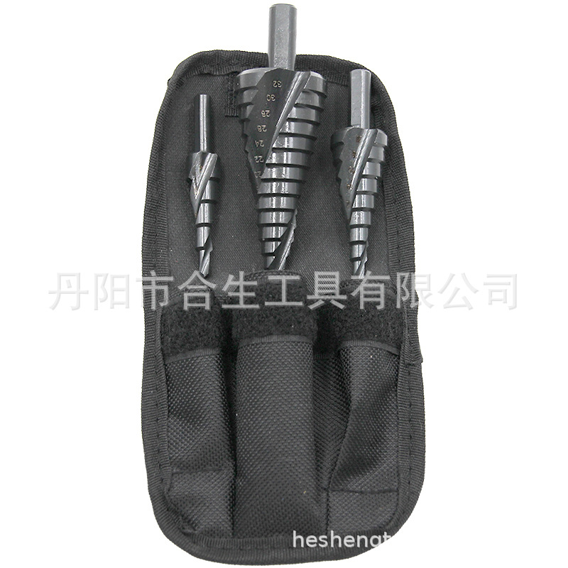 Transfronterizo de 3 piezas de acero de alta velocidad de nitruro negro espiral ranura triángulo manejar titanio-plateado taladro paso métrica pagoda traje de perforación