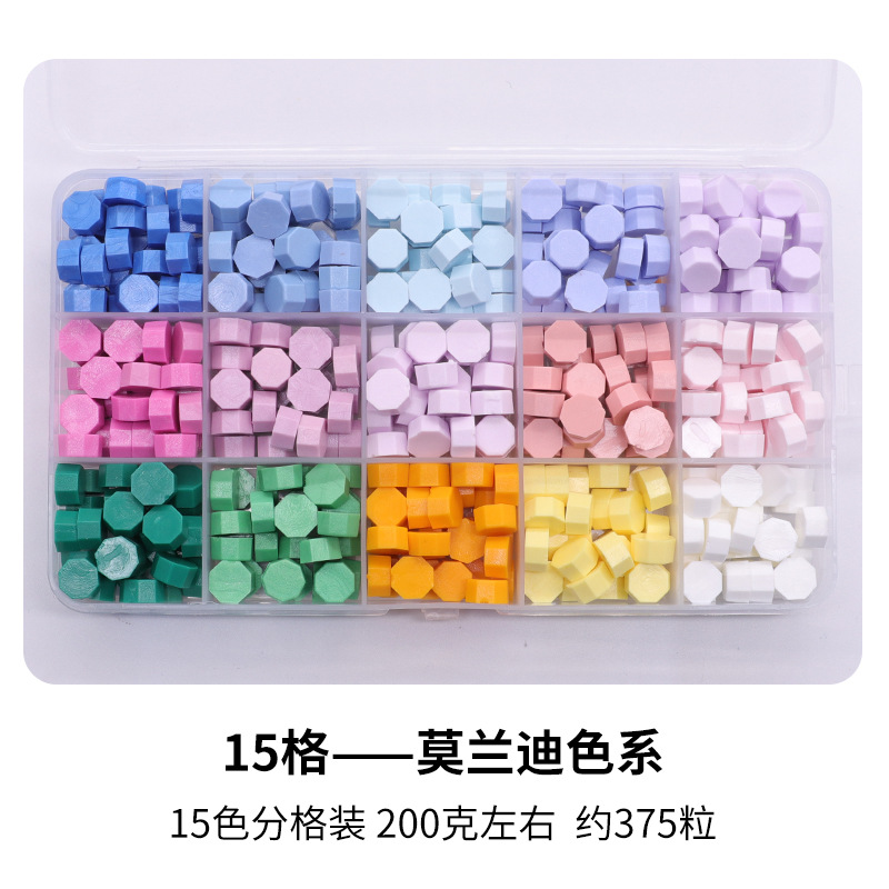 Fuego pintura cera grano traje de color mezclado 24 caja de cuadros de color ocho lados fuego pintura sellado cera fuego pintura sello cera grano fábrica al por mayor