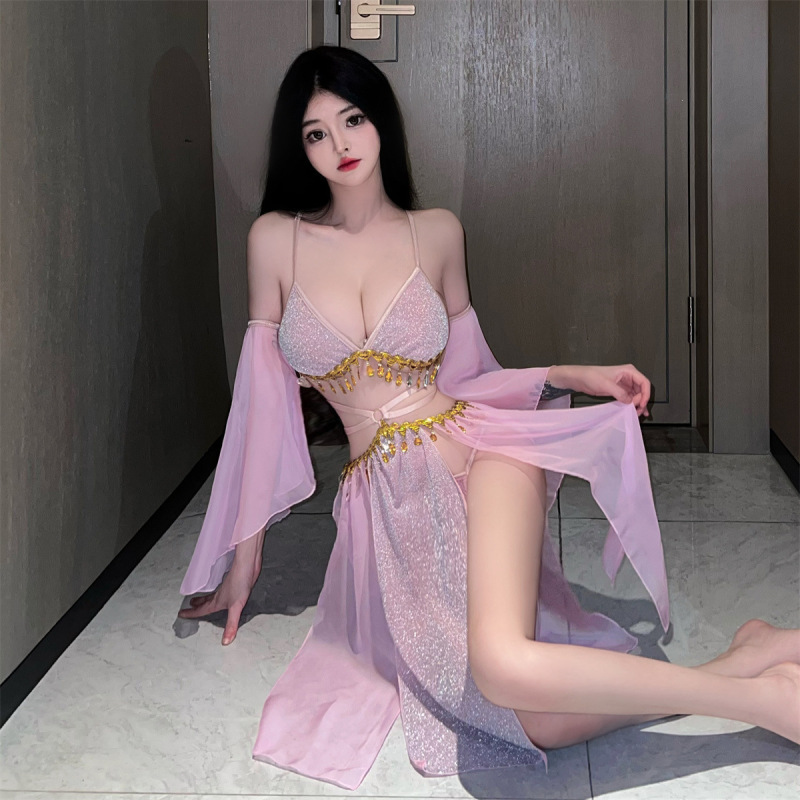 Sex Underwear Antique Charming Niang Open Crotch Free Uniform Exotic Dunhuang Flying Dancer Hanfu suit qqny