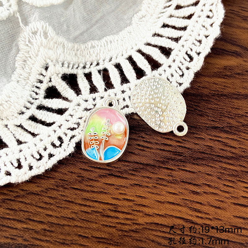 ハイエンドのレトロなフランスのモネの庭の油絵花蝶ペンダント diy ネックレスブレスレット耳ジュエリーアクセサリー|undefined