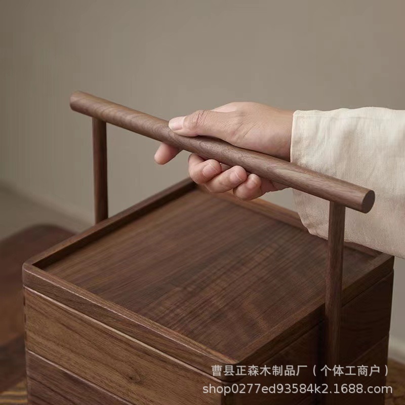 新中式木质月饼盒手提点心茶具收纳盒蛋黄月饼包装盒中秋节礼品盒|undefined