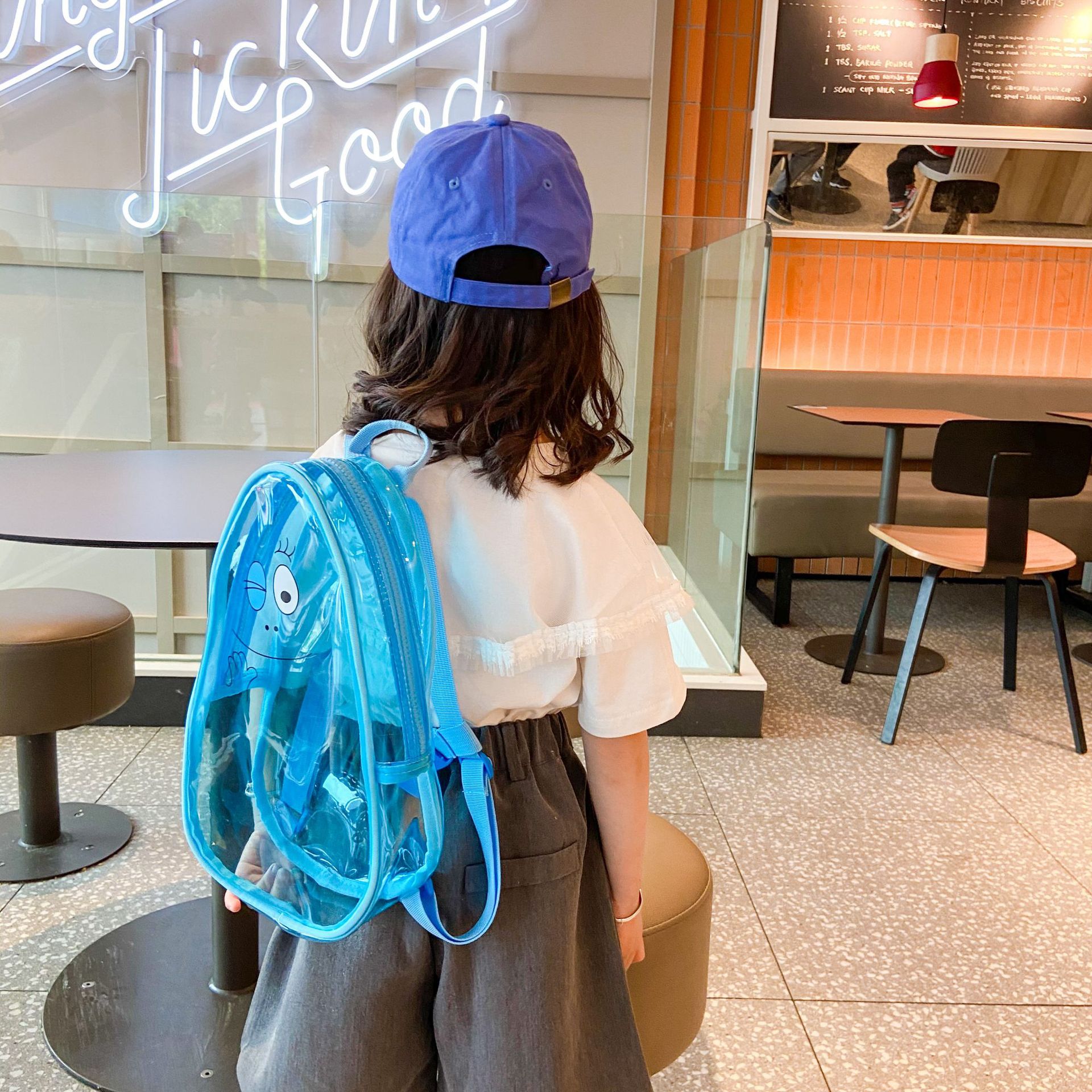 INS Kids Cartoon mochila mochila Baba papá lindo bebé bebé hombre y mujer plástico transparente mochila de gelatina