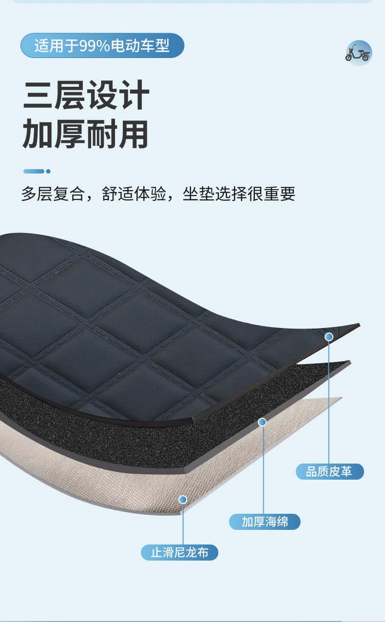 Electric Vehicle Round Head Seat Cover, Waterproof and Sun-Proof, Yadi Aima Tailg Four-Season Wear-Resistant Thickened Seat Cover