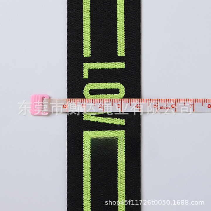 Fábrica de venta al por mayor 4cm letras LOVL jacquard elástico banda elástica ancha plana ensanchada accesorios de banda
