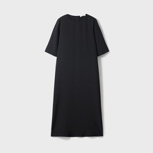 100桑蚕丝重绉26姆米纯色裙子女显瘦黑色赫本风真丝连衣裙