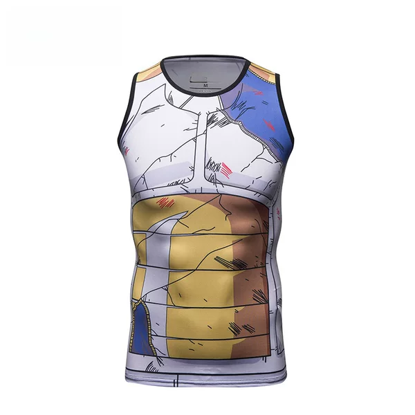New men's sports fitness tights compression suit running training printed quick-drying vest factory wholesale A034