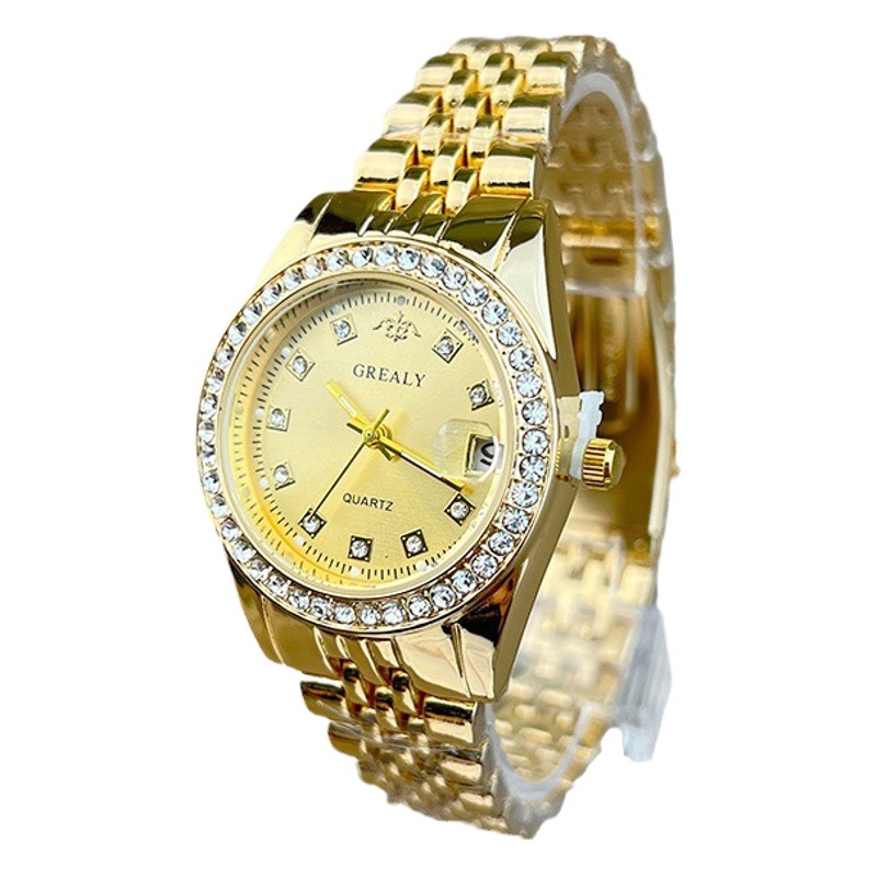 Comercio exterior transfronterizo de diamantes correa de acero de las mujeres Laogai serie reloj nuevo calendario impermeable casual reloj multifuncional