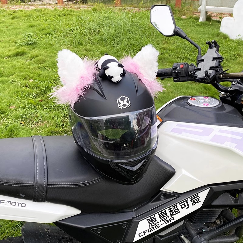 Helmet Decoration Accessories Detachable Plush Cat Ears Motorcycle Helmet