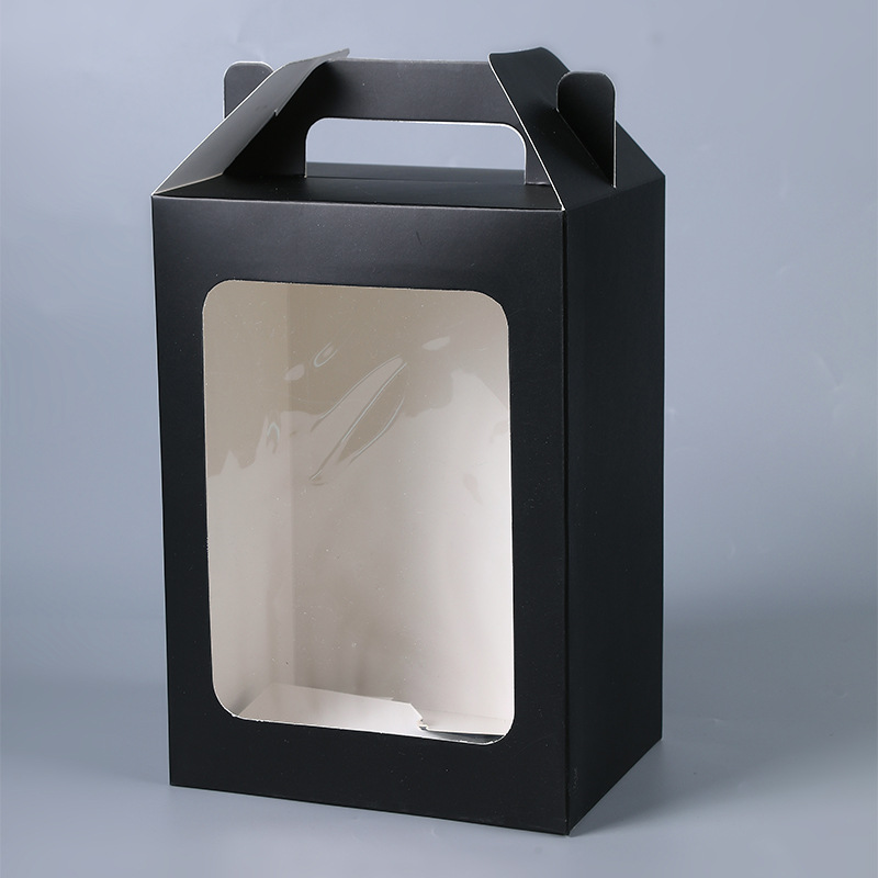 Ventana transparente caja portátil blanco negro multi-especificación en stock tamaño mediano bolsa de ventana de bolsa de embalaje de papel Kraft