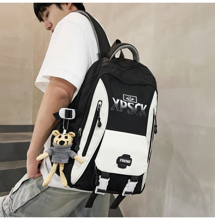 1071g Weight Polyester Lining Material Multicolor Fashion Element Zipper Closure Type Double Shoulder Straps Strap Type Functional Backpack Bags Type Casual, School Occasion Nylon Material Waterproof Function School Backpack Backpack Letter, Color Block Pattern All Seasons Season Unisex Gender Preppy Style, Streetwear Style Square Shape Unisex Nylon Letter Color Block Preppy Style Streetwear Multicolor Square Zipper Functional Backpack 5