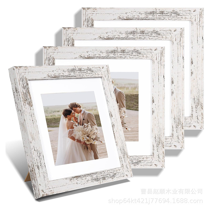 Old White Wooden Photo Frame Wall Decoration Frame Wall Mounted Couple Photo Frame Bedroom Living Room Table
