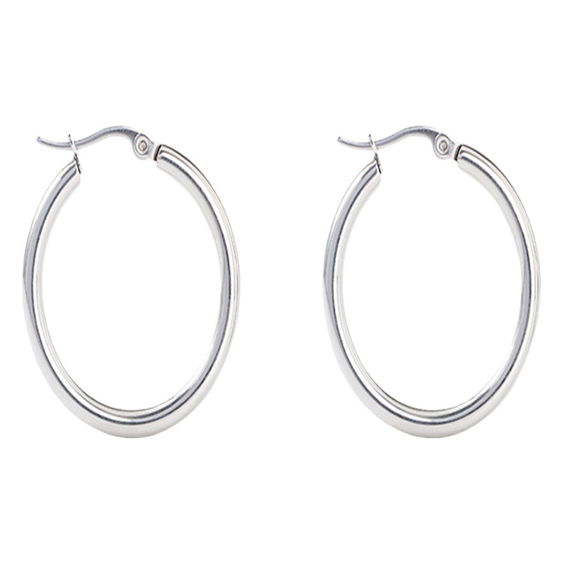 Fashionable Gold Stainless Steel Small Earrings, Titanium Steel Color-Preserving, Long-Lasting Round Wire Ear Hoops, Simple Exaggerated Trendy Geometric Earrings