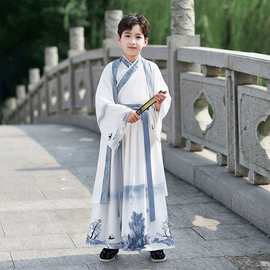 2025古装男国学儿童三字经演出服小学生书童开笔礼表演套装男童