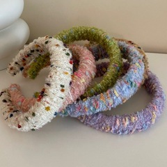 秋冬新款小眾彩色毛線纏繞發箍復古糖果色高顱頂洗臉發卡頭箍