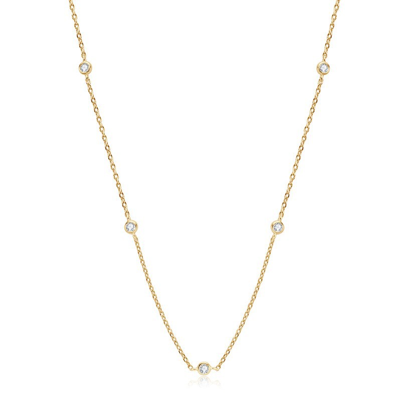 2024 Comercio exterior nuevo europeo y americano de lujo de alto grado moissanite collar femenino estrellado s925 plata esterlina Cadena de hueso al por mayor