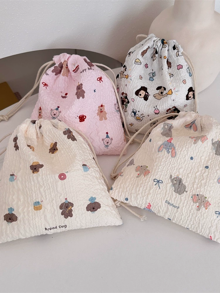 Cartoon storage bag, lipstick, handheld cosmetic bag, small bag, drawstring