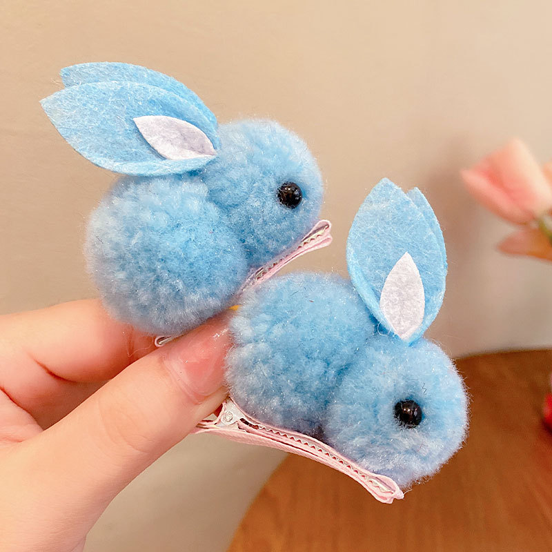 Horquilla para niños Niñas lindo conejo tridimensional súper lindo horquilla de felpa las niñas no lastiman el cabello Otoño e Invierno flequillos clip accesorios para el cabello
