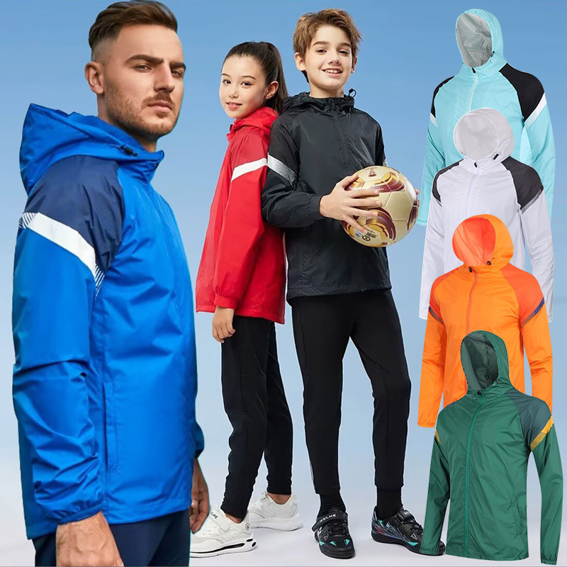 Sports Outdoor Windbreaker Jacket Custom Football Training Clothing Windproof and Waterproof Double-Layer Raincoat for Men, Women and Kidsren in Winter