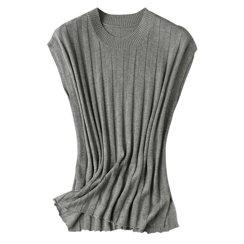 Spring and Summer solid color all-match bottoming thread mulberry silk vest women's inner wear lightweight knitted silk outer wear sleeveless top Spring and Summer solid color all-match bottoming thread mulberry silk vest women's inner wear lightweight knitted silk outer wear sleeveless top