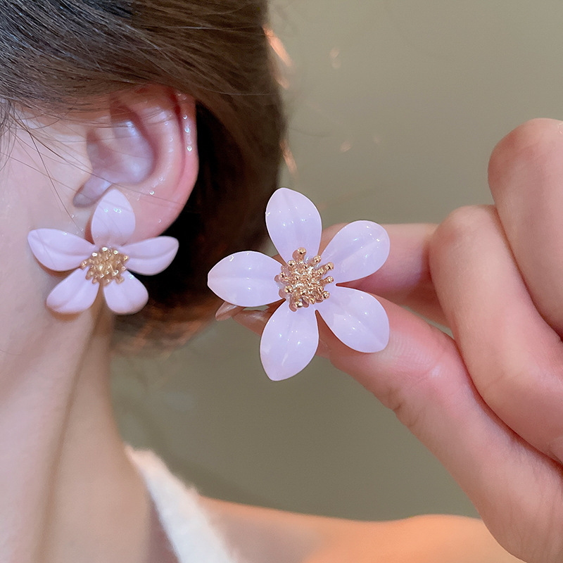 1 Par Dulce Flor Esmalte Aleación Hierro Pendientes display picture 17