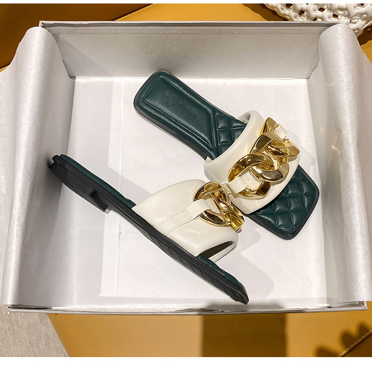 Pantofole di pelle di pecora da donna Net Red 2023 New Summer Leather One Word Pantofole da donna abbigliamento estivo moda scarpe da spiaggia tendenza_voghion.com