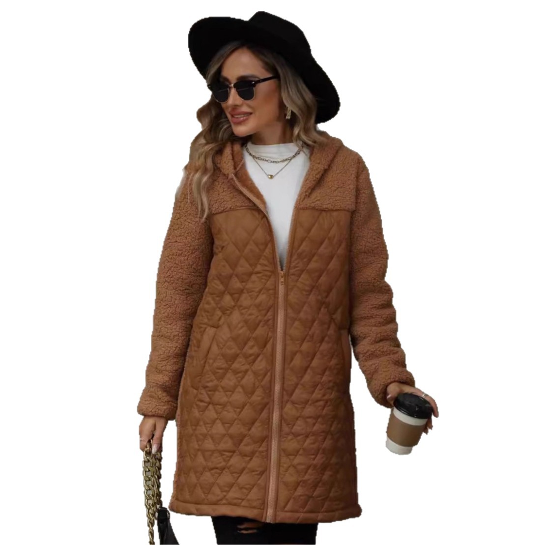 Flauschiger Wintermantel Für Damen Mit Kapuze Und Plüschfutter_voghion.com