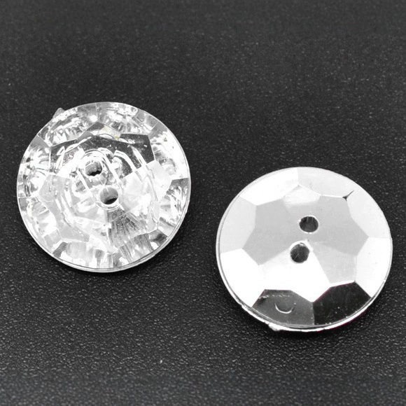 Акриловая прозрачная посеребренная лента с круглым двойным отверстием для двух глаз белая пуговица рубашка нижняя брюки декоративная пуговица