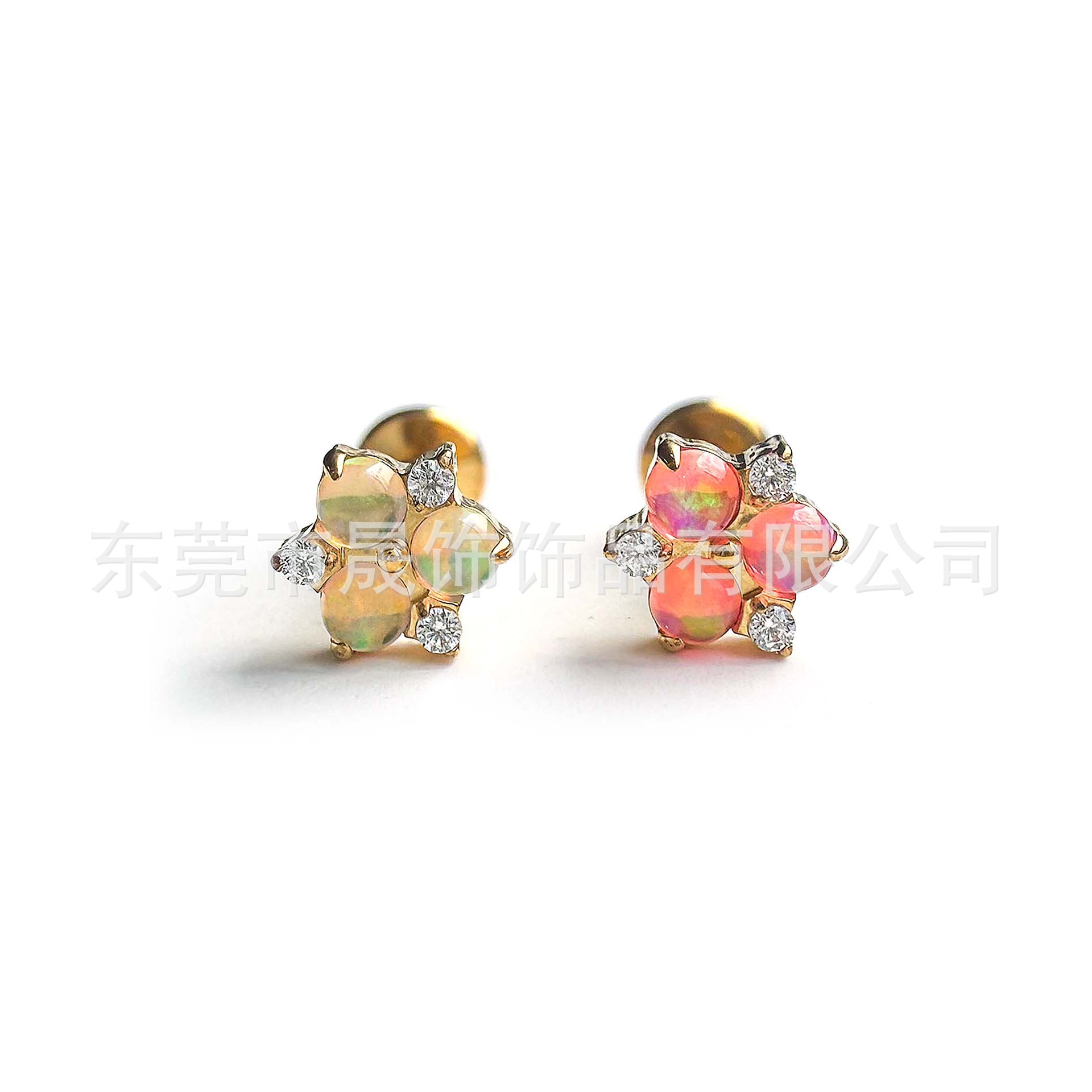 F136 Titanium 果冻澳宝 Flower Studded 极光澳宝 Ear Stud G23 Implant Grade Titanium 人体 Piercing Jewelry Helix Cartilage Stud