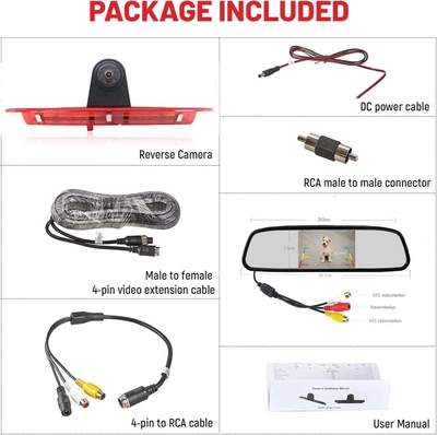 waterproof in-car reversing camera – Vehicle camera - 43inch-rearview-monitor-aviation-cable-high-position-reversing-camera