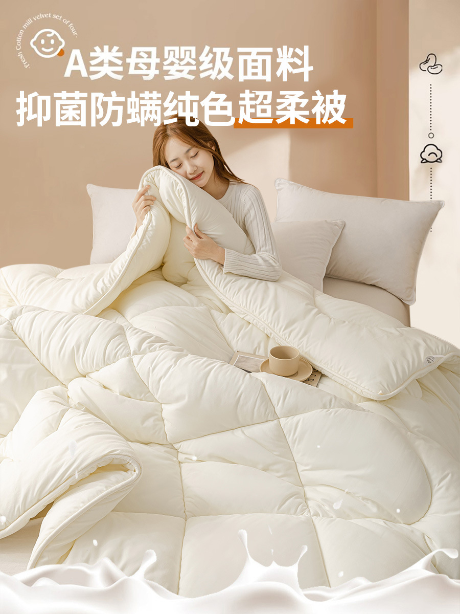 업그레이드된 슈퍼 소프트 항균 단면 이불 오프화이트