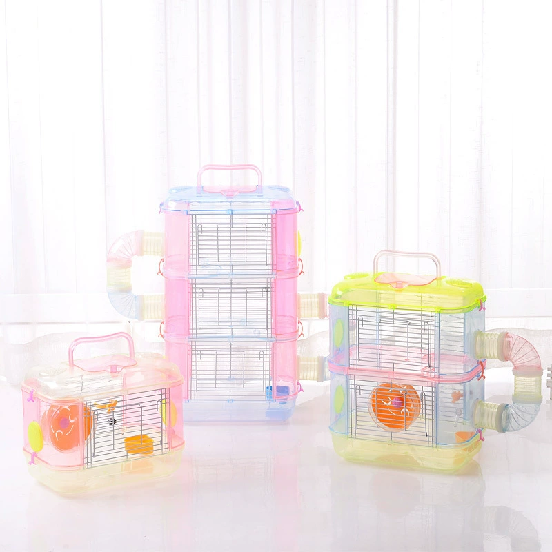 Хомяк золотой медведь кристалл прозрачная клетка акриловая многослойная хрустальная клетка для домашних животных